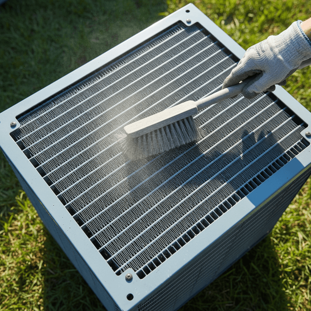 Preventive maintenance on exterior AC condenser unit